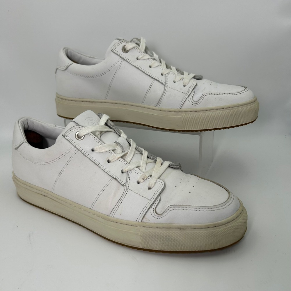 Greats Brooklyn Mens White Leather Low Top Sneakers Gum Sole Sz 10 Made Portugal